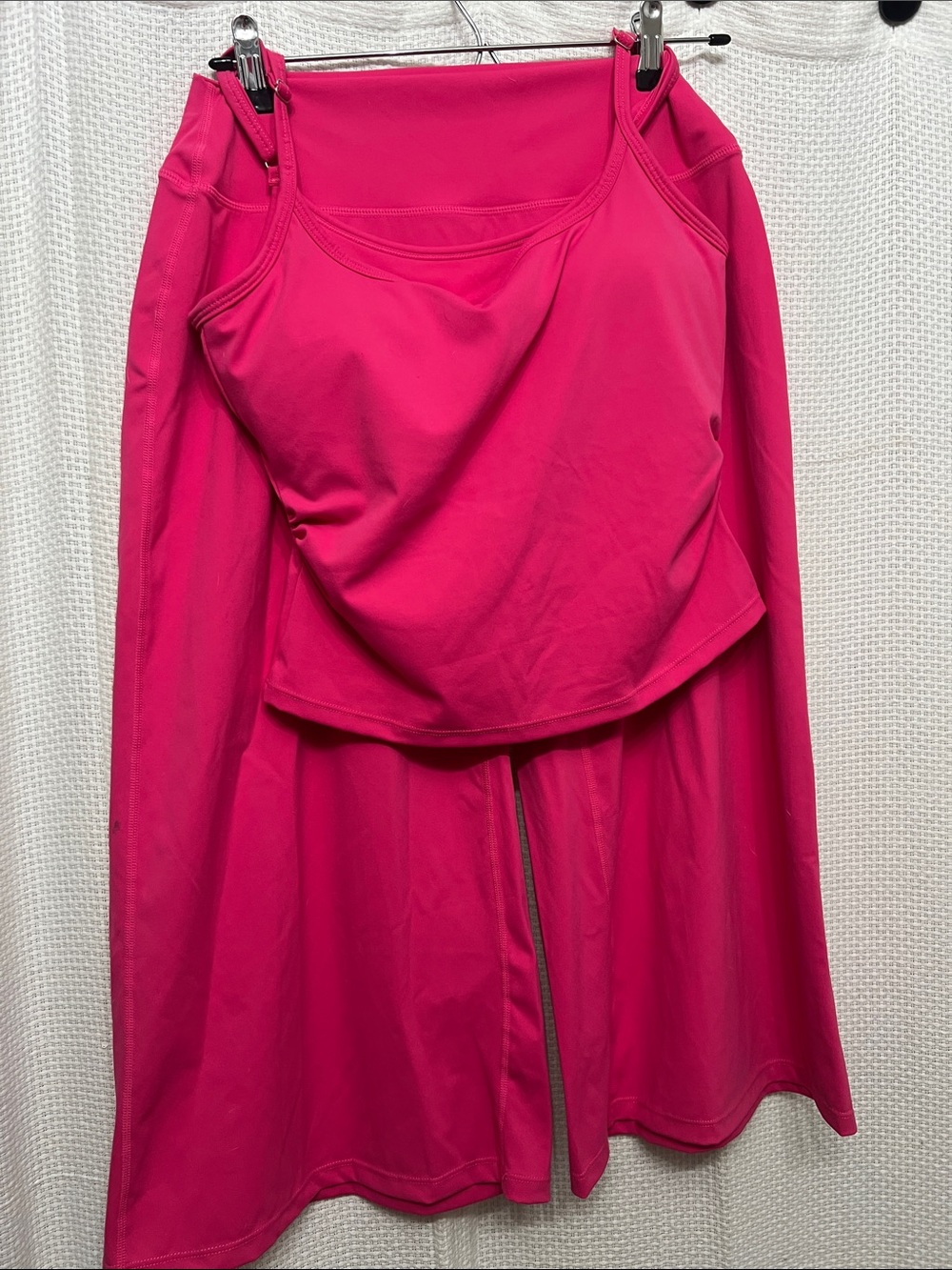 Women's Pink Wide-Leg Cropped Athletic set with Spaghetti Straps